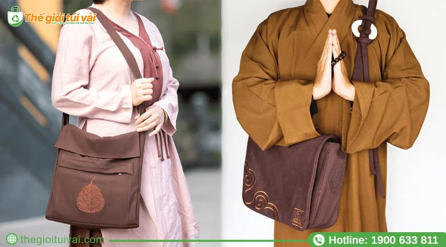 Túi vải Phật giáo thiết kế trang nhã, mang đậm dấu ấn tôn giáo