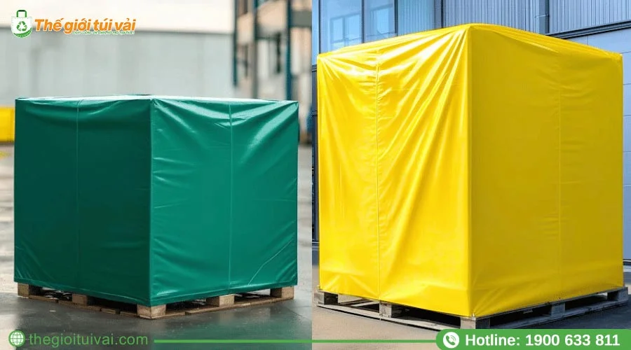 Túi trùm pallet tạo nên từ vải dù phủ PVC Túi trùm pallet tạo nên từ vải dù phủ PVC