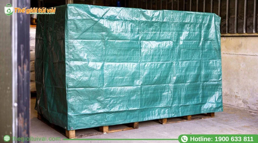 Túi trùm dạng hộp thiết kế vừa vặn theo kích thước pallet Túi trùm dạng hộp thiết kế vừa vặn theo kích thước pallet