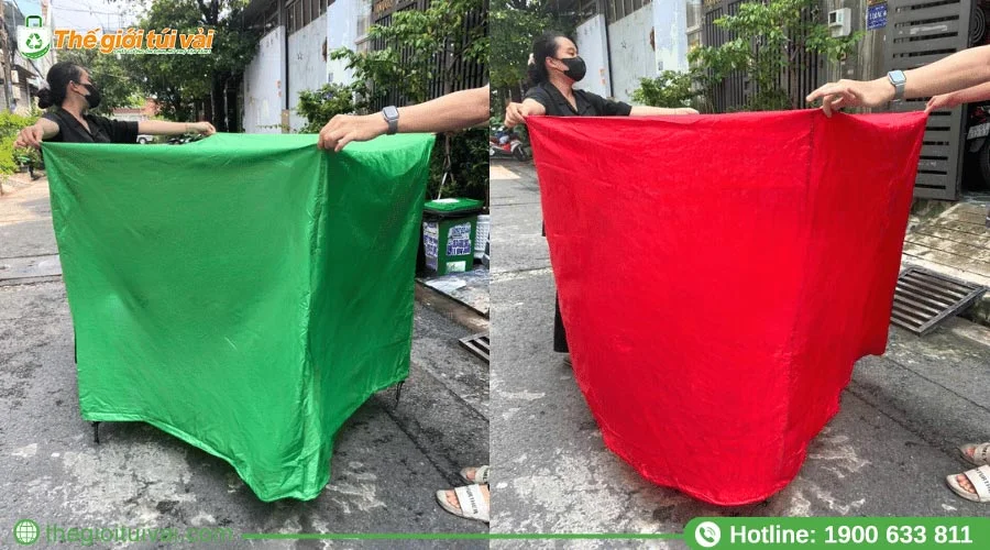 Túi trùm dạng dây rút ở phần đáy, giúp cố định hàng hóa dễ dàng Túi trùm dạng dây rút ở phần đáy, giúp cố định hàng hóa dễ dàng