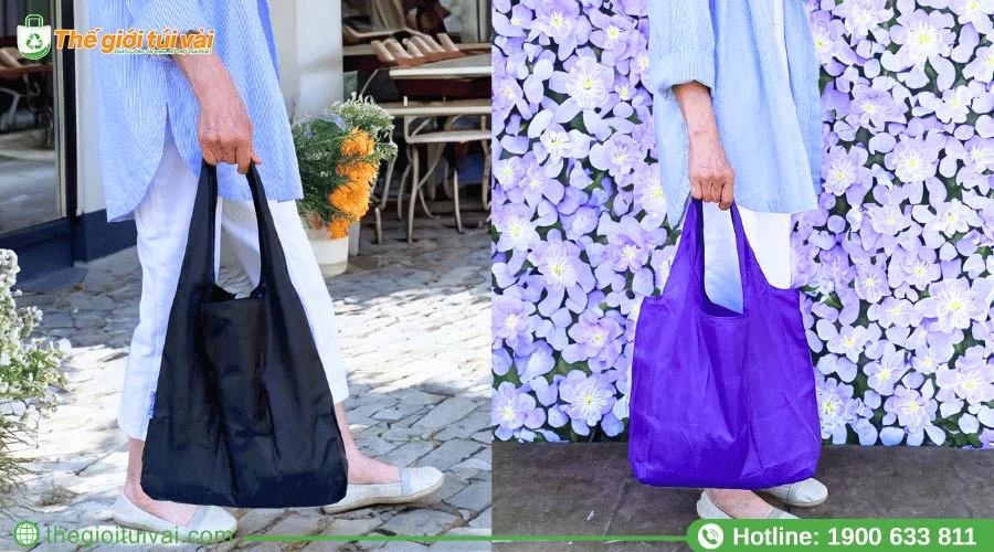 Đi chợ mua sắm tiện lợi với túi xách vải dù Đi chợ mua sắm tiện lợi với túi xách vải dù