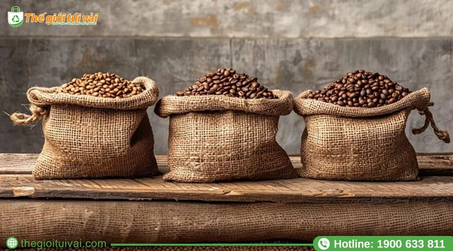 Bao tải đựng cà phê làm từ chất liệu vải đay Bao tải đựng cà phê làm từ chất liệu vải đay