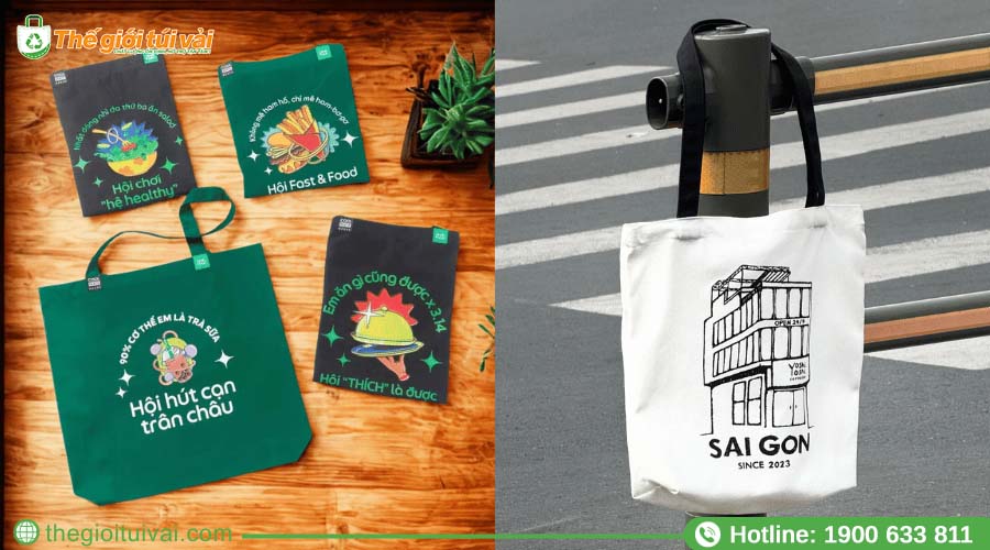 Các mẫu túi canvas in logo đơn sắc, phối màu bắt mắt Các mẫu túi canvas in logo đơn sắc, phối màu bắt mắt