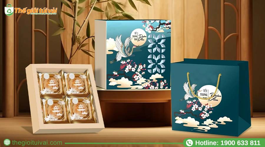 Hộp bánh Trung thu thiết kế họa tiết dân gian sang trọng Hộp bánh Trung thu thiết kế họa tiết dân gian sang trọng