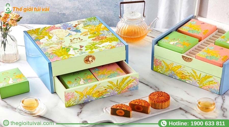 Hộp bánh hiện đại phối màu pastel Hộp bánh hiện đại phối màu pastel