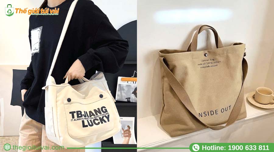 Các mẫu túi tote canvas đeo chéo màu be, nâu đất Các mẫu túi tote canvas đeo chéo màu be, nâu đất